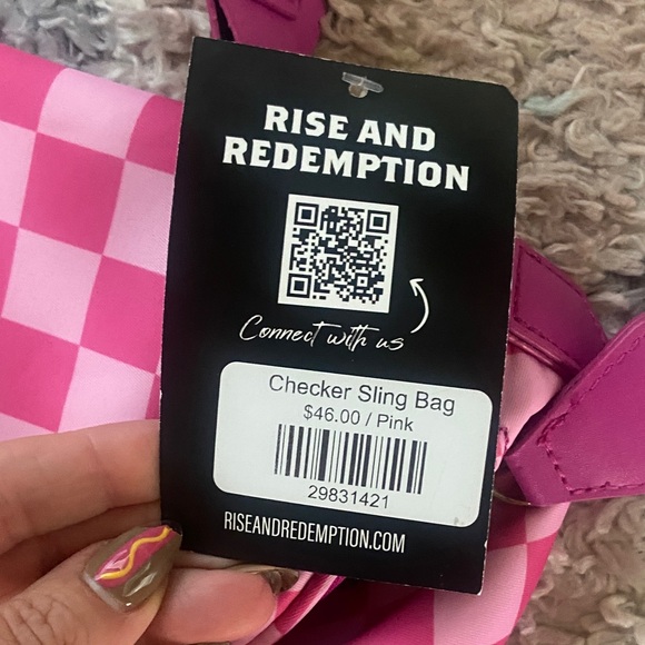 Pink Checkered Crossbody Bag - Picture 2 of 5